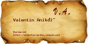 Valentin Anikó névjegykártya